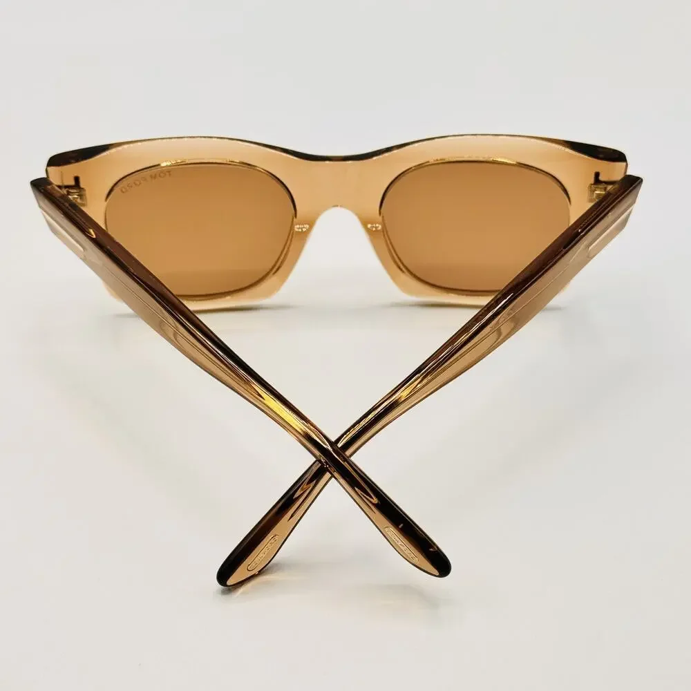 Tom Ford EMMA TF1314 45E Sunglasses Women Shiny Light Brown Frame Brown Lens NEW